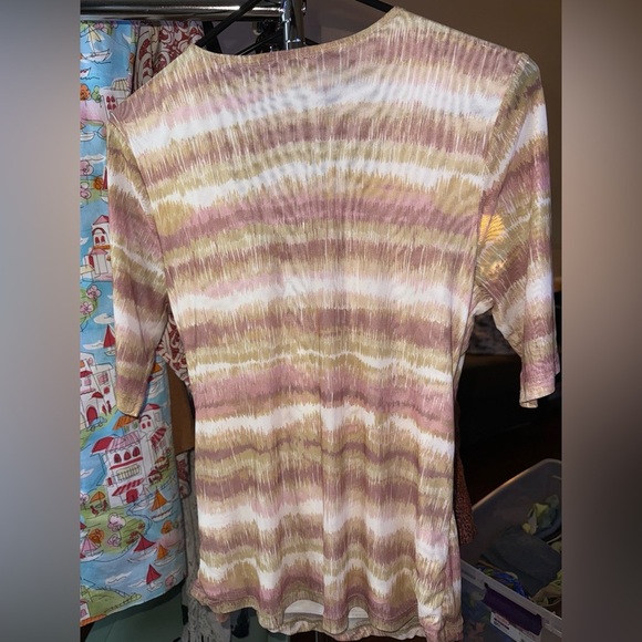 Cable & Gauge EUC 3/4 Sleeve V Neck Womens Size Small Fitted Stretch Blouse - Picture 2 of 4